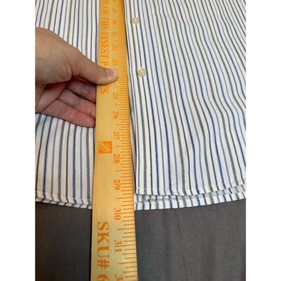 J Ferrari Button Down Shirt Men's Large, Short Sleeve summer multi color Stripes - Picture 7 of 8